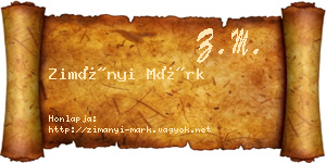 Zimányi Márk névjegykártya